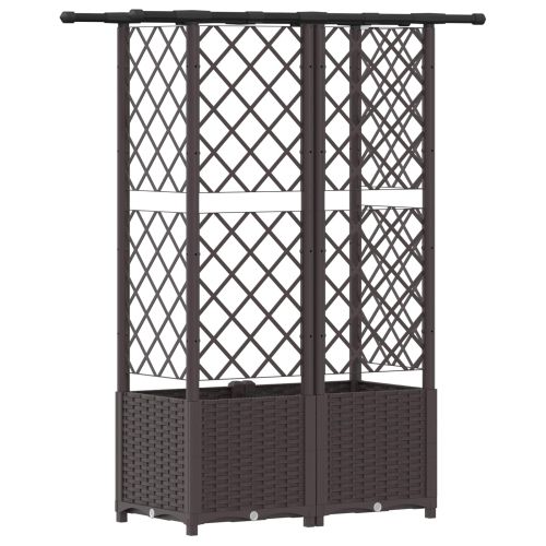 Повдигнато легло с решетка и покривка Кафяво 124 x 40 x 136 см
