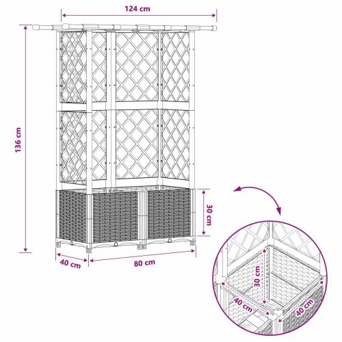 Повдигнато легло с решетка и покривка Кафяво 124 x 40 x 136 см