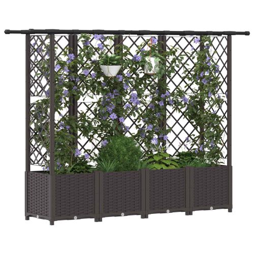 Повдигнато легло с решетка и покривка Кафяво 202 x 40 x 136 см