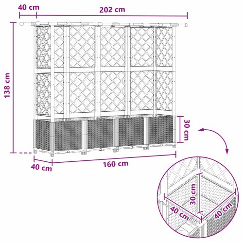 Повдигнато легло с решетка и покривка Кафяво 202 x 40 x 136 см