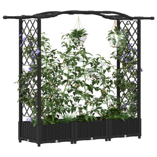 Повдигнато легло с решетка и покривка Черно 169 x 40 x 123 см