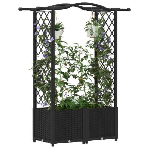 Повдигнато легло с решетка и покривка Черно 125 x 40 x 138 см