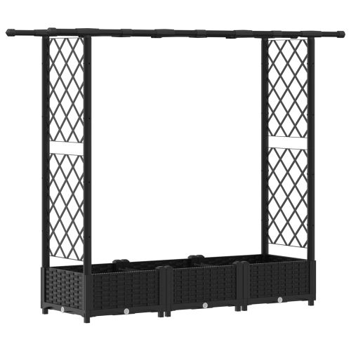Повдигнато легло с решетка и покривка Черно 164 x 40 x 121 см