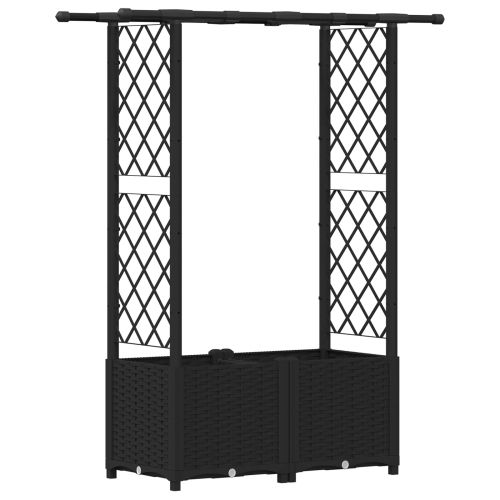 Повдигнато легло с решетка и покривка Черно 124,5 x 40 x 136 см