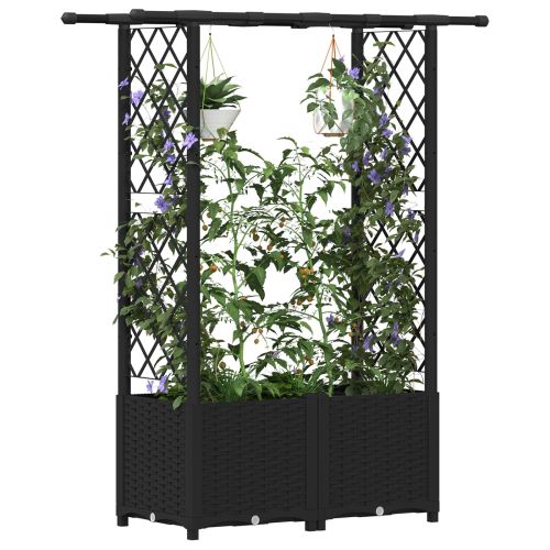 Повдигнато легло с решетка и покривка Черно 124,5 x 40 x 136 см
