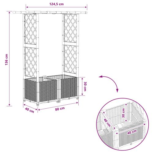 Повдигнато легло с решетка и покривка Черно 124,5 x 40 x 136 см