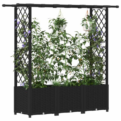 Повдигнато легло с решетка и покривка Черно 162,5 x 40 x 136 см