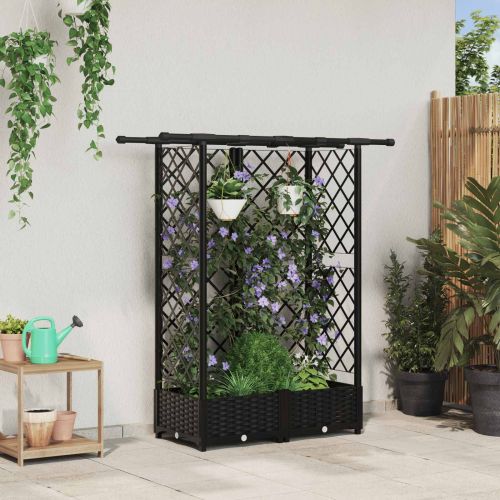 Повдигнато легло с решетка и покривка Черно 124 x 40 x 121 см