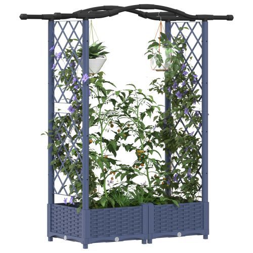 Повдигнато легло с решетка и покривка Сиво 124 x 40 x 123 см ПП