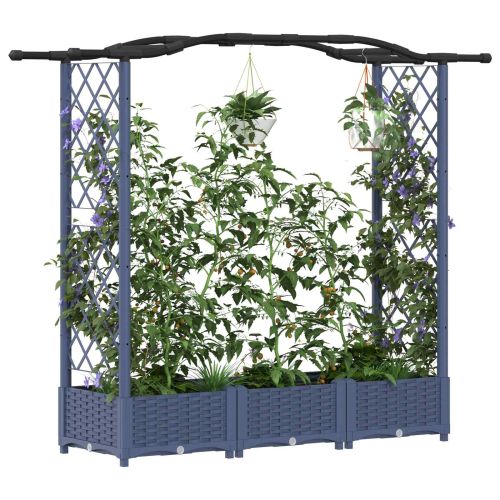 Повдигнато легло с решетка и покривка Сиво 169 x 40 x 123 см ПП