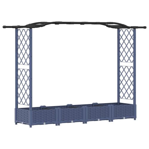 Повдигнато легло с решетка и покривка Сиво 207 x 40 x 123 см ПП