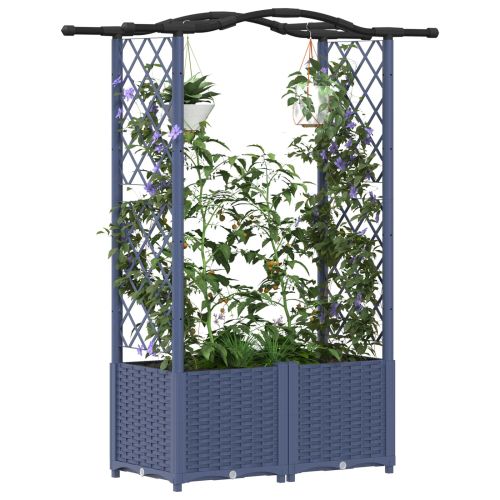 Повдигнато легло с решетка и покривка Сиво 125 x 40 x 138 см ПП
