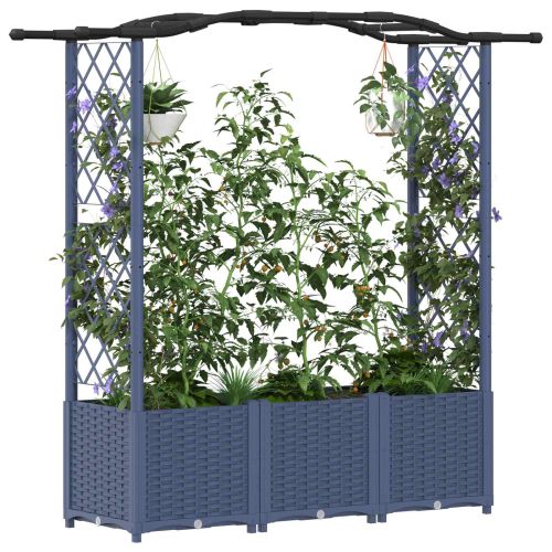 Повдигнато легло с решетка и покривка Сиво 164 x 40 x 138 см ПП