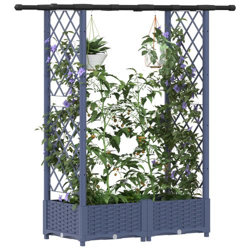 Повдигнато легло с решетка и покривка Сиво 122,5 x 40 x 121 см