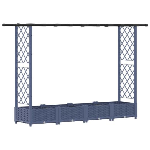 Повдигнато легло с решетка и покривка Сиво 203 x 40 x 121 см ПП