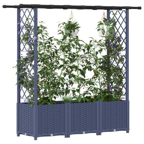 Повдигнато легло с решетка и покривка Сиво 162,5 x 40 x 136 см