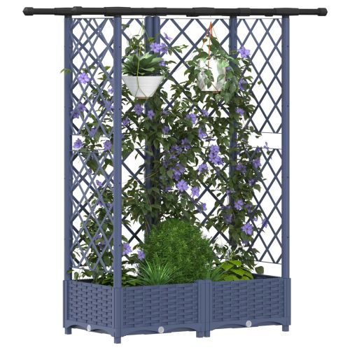 Повдигнато легло с решетка и покривка Сиво 124 x 40 x 121 см ПП