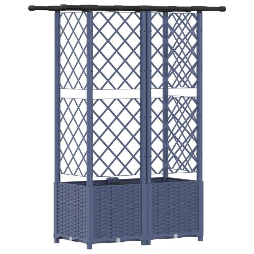 Повдигнато легло с решетка и покривка Сиво 124 x 40 x 136 см ПП