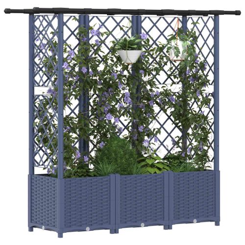 Повдигнато легло с решетка и покривка Сиво 163,5 x 40 x 136 см