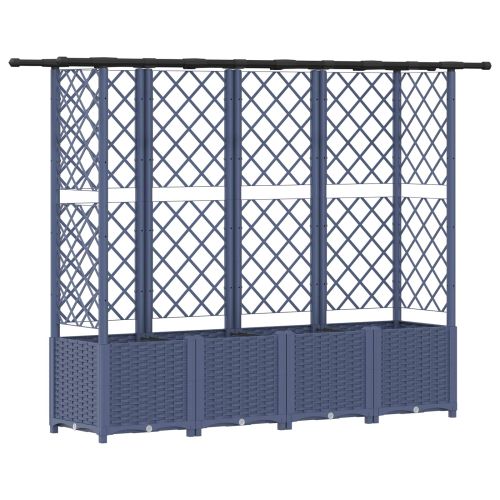 Повдигнато легло с решетка и покривка Сиво 202 x 40 x 136 см ПП