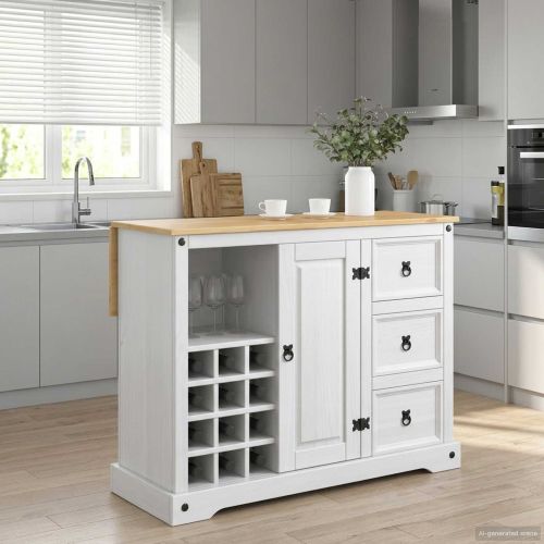 VidaXL Съхранение в кухнята Бяло и восък от мед 112 x 70 x 91,5 см