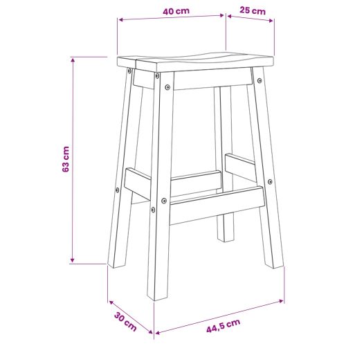 VidaXL Бар стол 2 pcs Пчелен восък 44 x 30 x 63 см Солидна бор