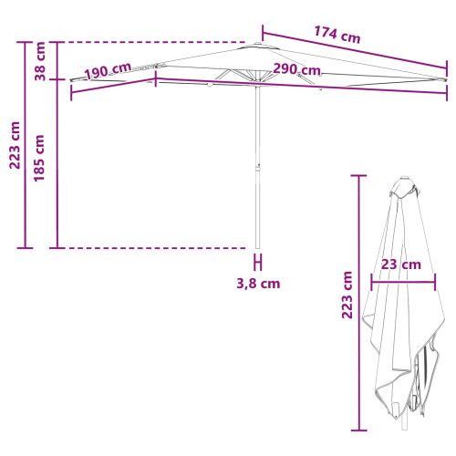 Градински парасол 200 x 300 cm Полиестер Правоъгълна Таупе