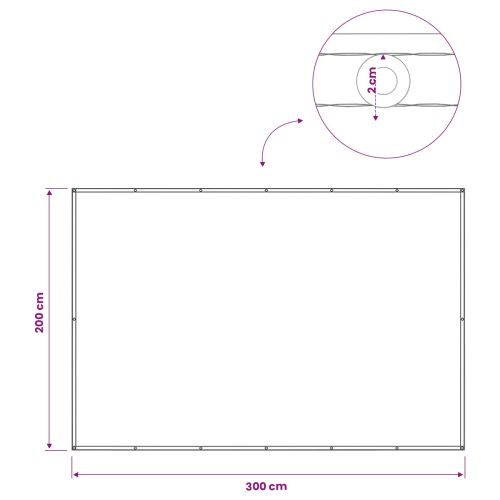 Прозорец за балкон 200 x 300 cm Тъкан с PU покритие Кремаво