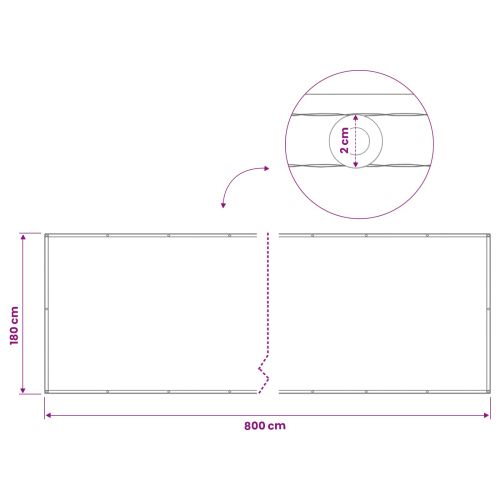 Прозорец за балкон 180 x 800 cm Тъкан с PU покритие Тъмнозелено