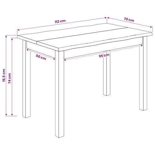 VidaXL Трапезна маса EKAI Черно 112 x 70 x 76,5 см