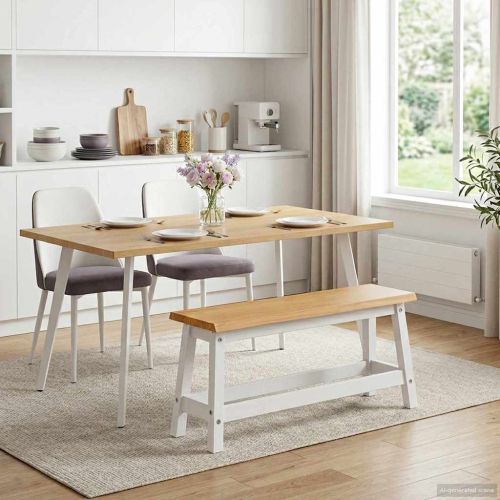 VidaXL Пейка за хранене EKAI Бяло 91,5 x 29 x 45,5 см