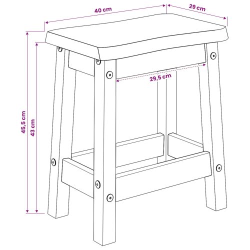 VidaXL Бар стол EKAI 2 pcs Бяло 40 x 29 x 45,5 см