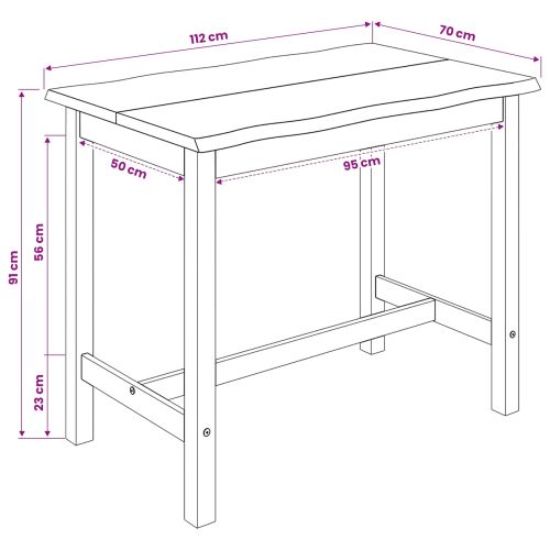 VidaXL Висока бар маса EKAI Черно 112 x 70 x 91 см