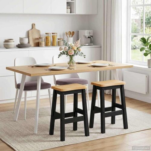 VidaXL Висок бар стол EKAI 2 pcs Черно 40 x 29 x 63 см