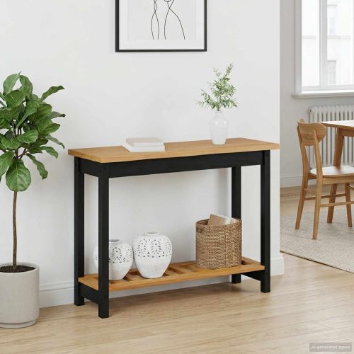 VidaXL Конзолна маса с рафт със съхранение EKAI Черно 112 x 35 x 76 см