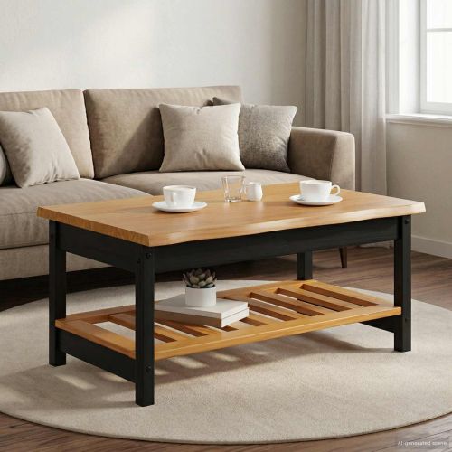 VidaXL Масичка за кафе EKAI Черно 100 x 60 x 45,5 см