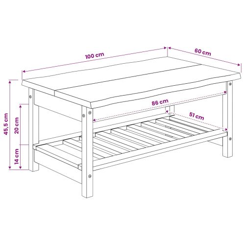 VidaXL Масичка за кафе EKAI Черно 100 x 60 x 45,5 см