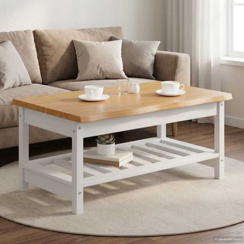 VidaXL Масичка за кафе EKAI Бяло 100 x 60 x 45,5 см