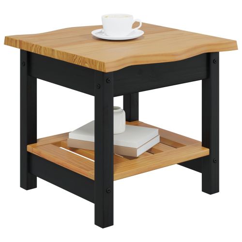 VidaXL Странична маса с рафт EKAI Черно 50 x 50 x 45,5 см