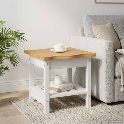 VidaXL Странична маса с рафт EKAI Бяло 50 x 50 x 45,5 см