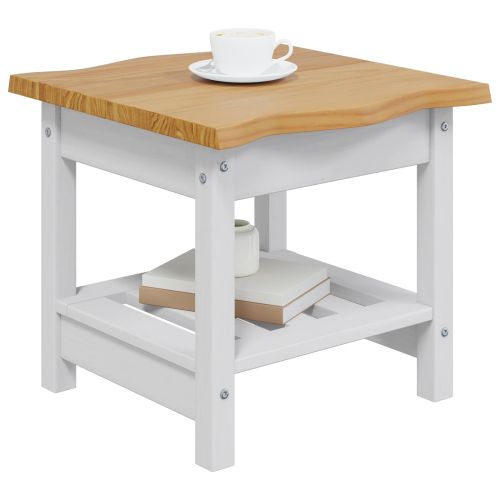 VidaXL Странична маса с рафт EKAI Бяло 50 x 50 x 45,5 см