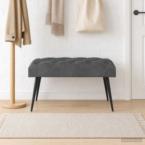 Пейка с копчета Тъмносиво 80 x 40 x 46 см Кадифе