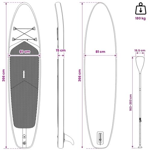 Надуваема дъска за Paddle Board TRITON 366 x 81 x 15 см Синьо