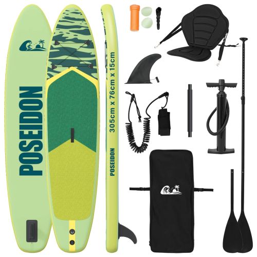 SUP дъска с седалка 2 в 1 POSEIDON 305 x 76 x 15 cm Зелено за