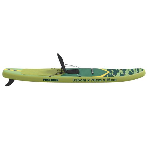 SUP дъска с седалка 2 в 1 POSEIDON 335 x 76 x 15 см Зелено за
