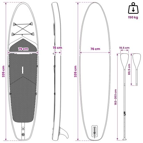 SUP дъска с седалка 2 в 1 POSEIDON 335 x 76 x 15 см Зелено за