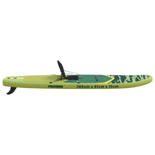 SUP дъска с седалка 2 в 1 POSEIDON 366 x 81 x 15 см Зелено за