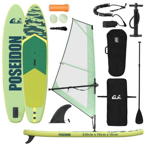 Надуваем SUP борд с платно POSEIDON 330 x 76 x 15 см Зелено за