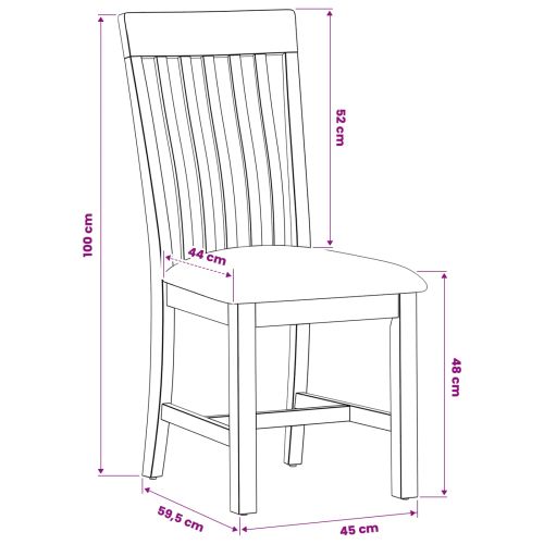 Трапезен стол 2 pcs Масивен дъб Черно 45 x 59,5 x 100 см