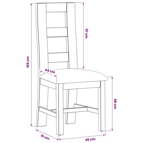 Трапезен стол 2 pcs Масивен дъб Черно 45 x 51 x 105 см